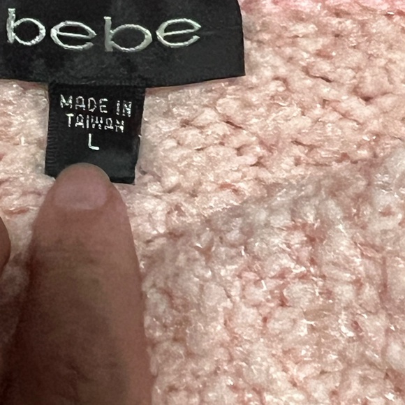 Bebe Sweater off the shoulder or cowl Pink Size L Soft Party Vintage EUC - Picture 5 of 13